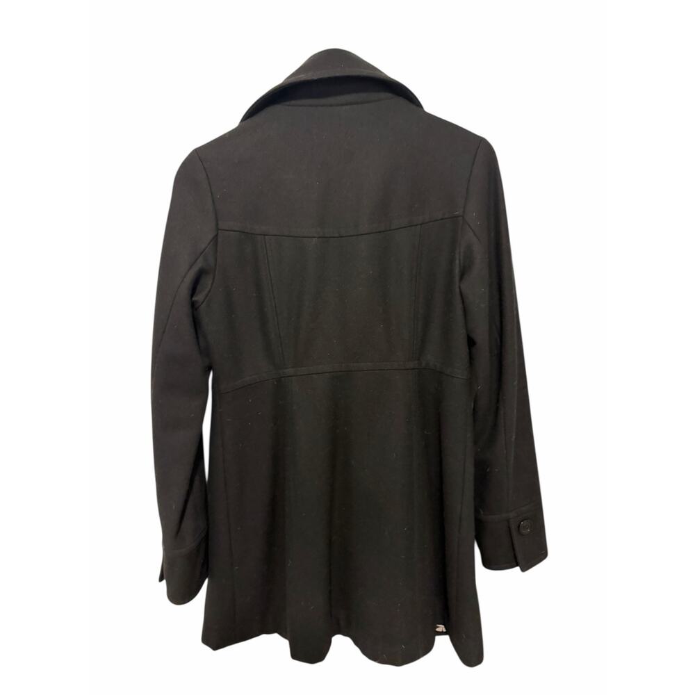 Anthropologie Tulle Womens Medium Black Wool Longline Long Sleeve Button Peacoat - Picture 5 of 10